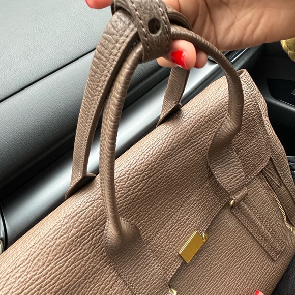 3.1 Philip Lim - Textured Calfskin Medium Pashli Satchel Taupe - Picture 6 of 9